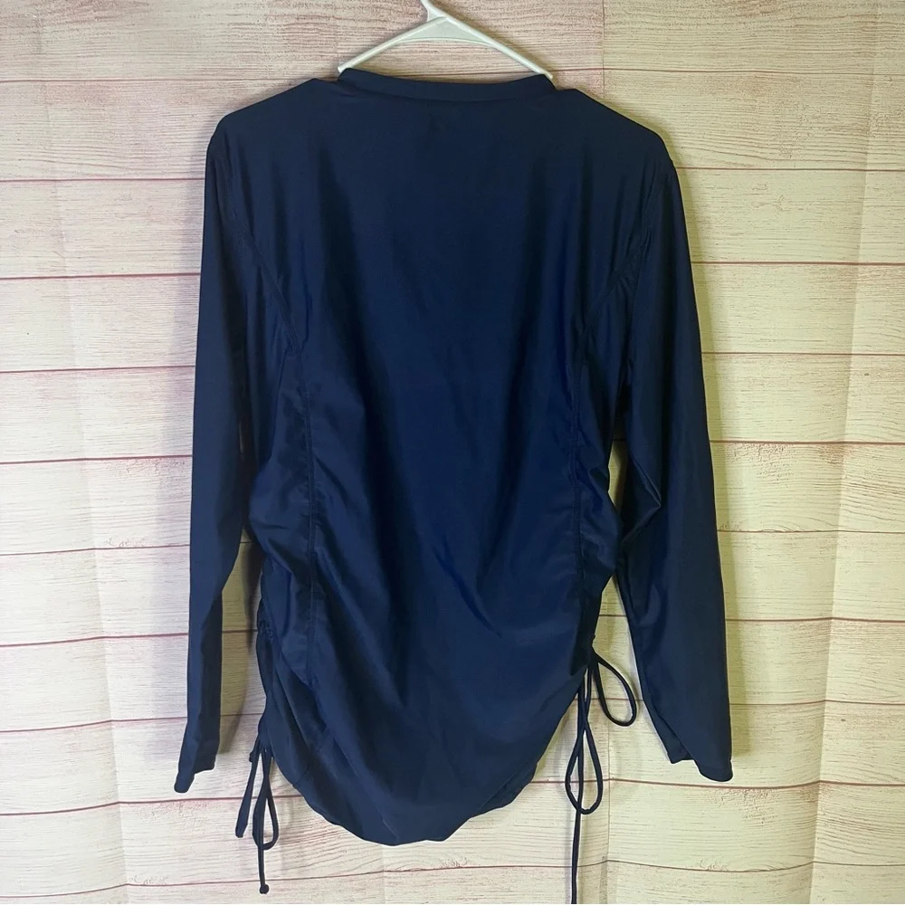 INNO Blue Ruched Side Pullover‎ Long Sleeve 
1/4” Zipper  Shirt Size XL - Picture 5 of 5